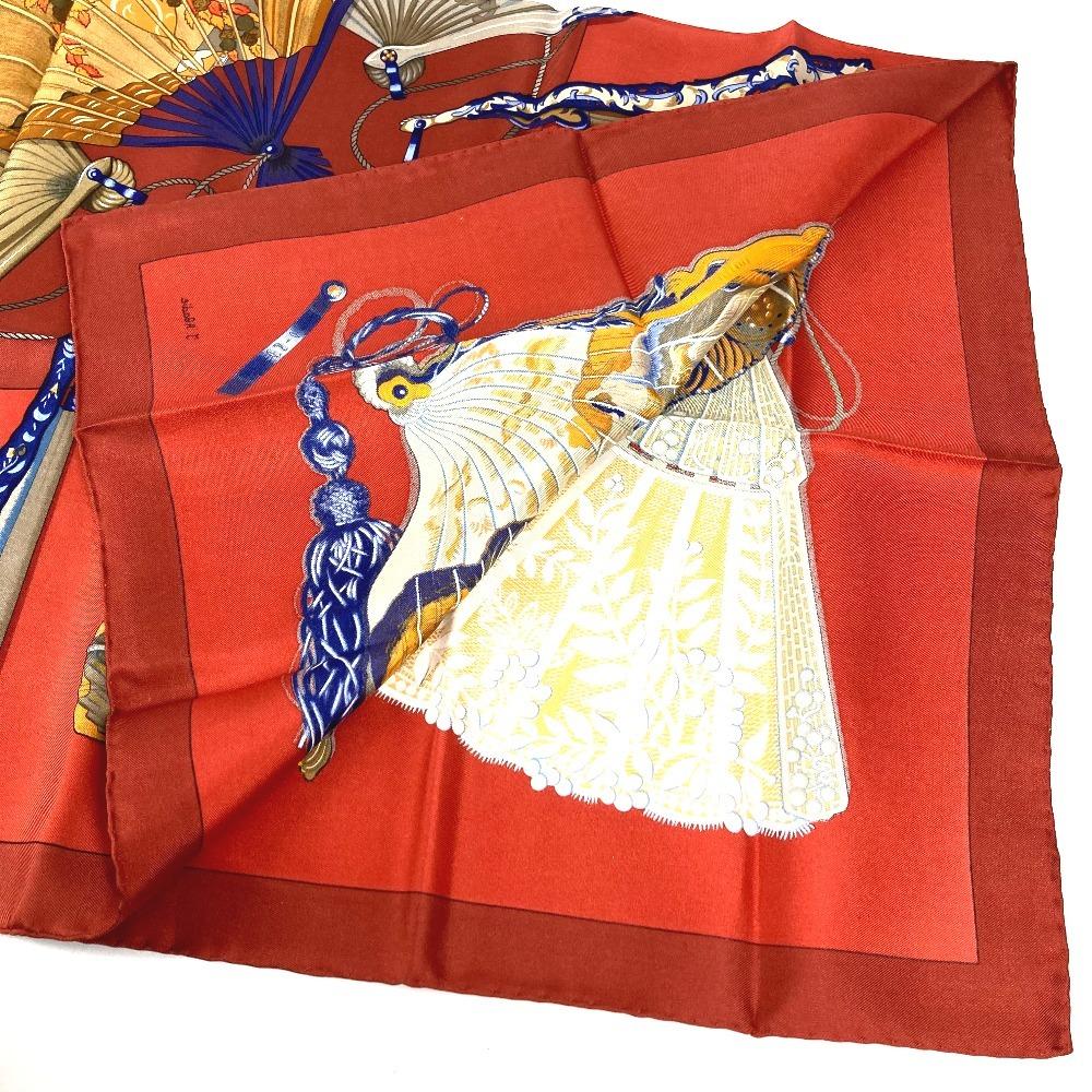 HERMES Japanese pattern fan BRISE DE CHARME Enchanting breeze Carre 90 Scarf