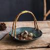 Wuhe Ceramic Serving Plate with Bamboo Handle