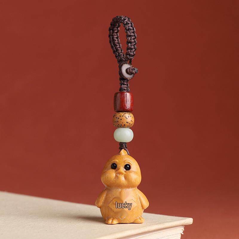 Sandalwood Zodiac Keychain Charm for Men & Women - Cute Mouse Pendant for Keys & Phones