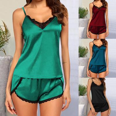 Hamile Kadın Giyim Seti Dört Mevsim Modellerinden İki Set Dantel Eklemeli Askılı Şort Seksi Pijama Rahat Ev Giyim