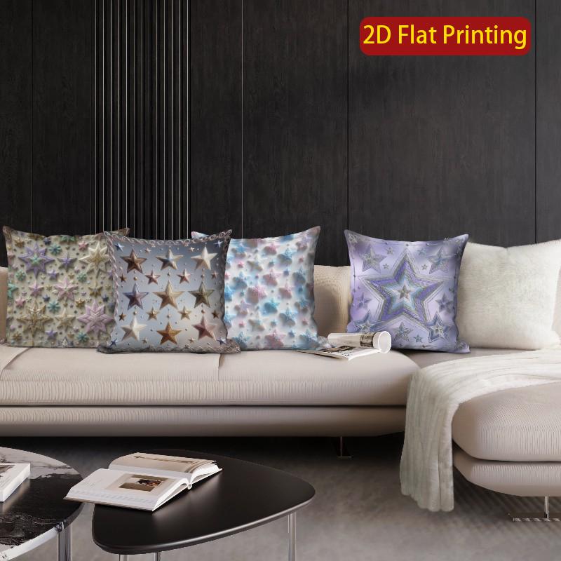 2D Bohemian Star Print Throw Pillow Covers Pattern Cushion Cover Suitable For Sofa Bedroom Car Pillow Cover