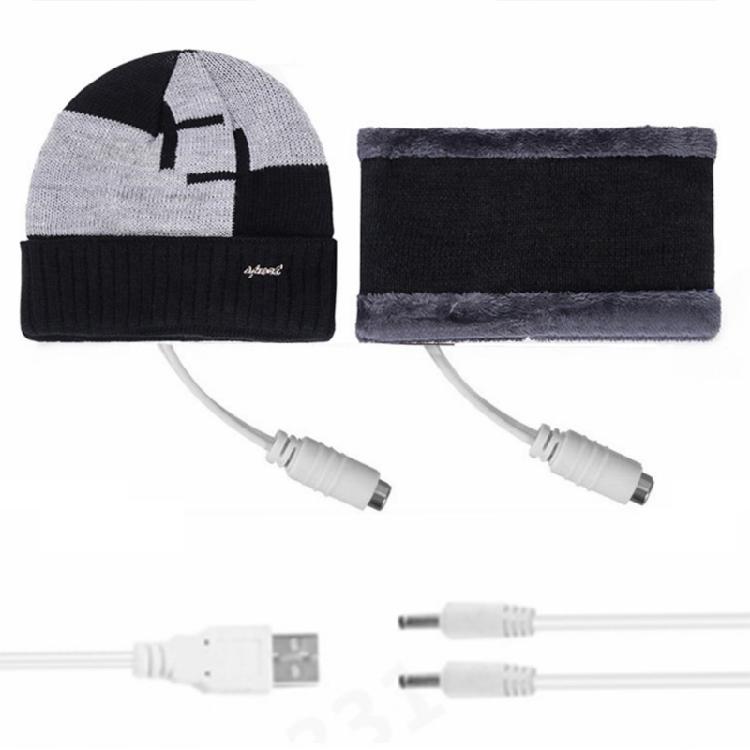 Winter Warm Beanies and Scarf Casual Hip Hop Hat Adult USB Heated Knitted Cap