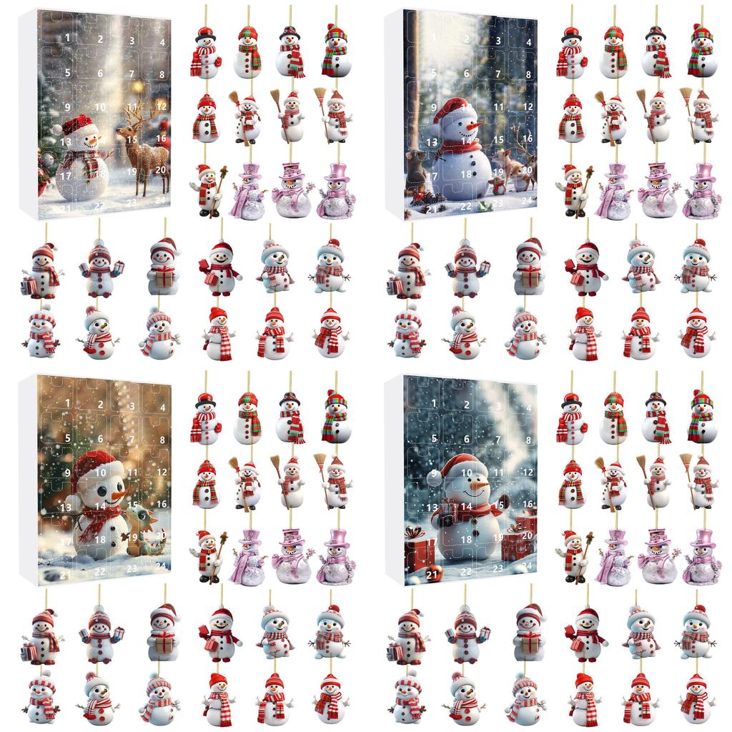 Weihnachts-Countdown-Adventskalender Mit Süßem Schneemann Acryl-Dekorationen Für Feiertagsgeschenke Und Party-Deko