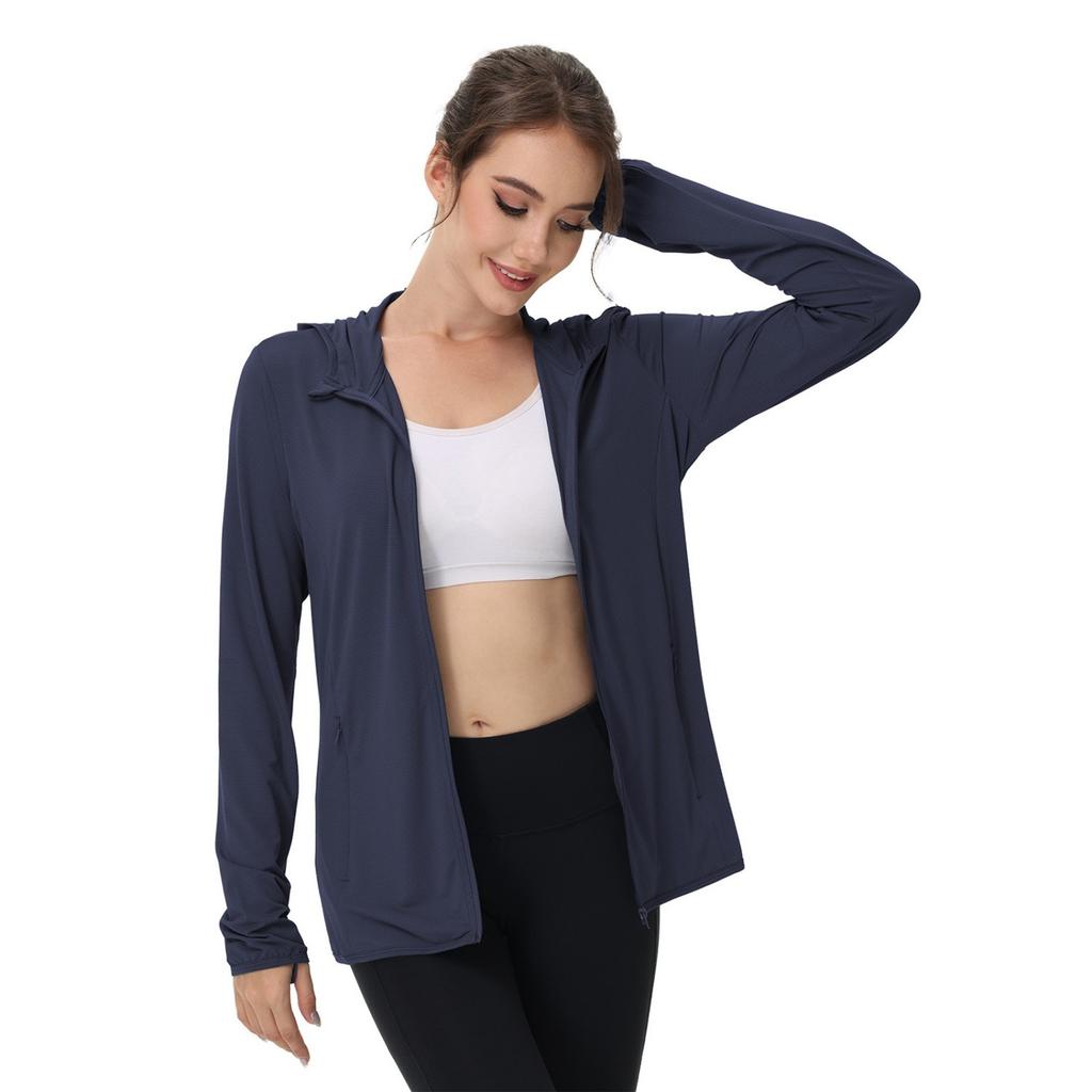 Women's UPF Sun Shirts  Jacket UV Zip Up Hoodie Long Sleeve Summer Ice Silk Outdoor With Pockets