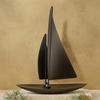 Estatua de Velero con Casco Curvo Escultura Elegante Negro Mate Adorno de Velero para Arte