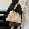 The Large-capacity Rivet Commuter Tote Bag Is A Popular, Casual and Versatile Single-shoulder Underarm Women's Bag