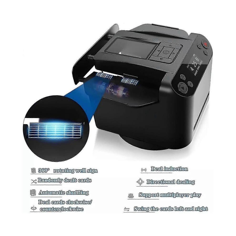 2-in-1 Automatic Card Shuffler Dealer Machine 360 Rotating 2 Decks Portable Silent Card Shuffler for Texas Hold'em-Fian