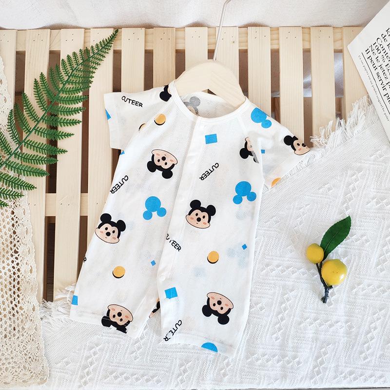 Summer Baby Bamboo Bodysuit: Lightweight, Breathable Short Sleeve Coverall for 3-24 Months