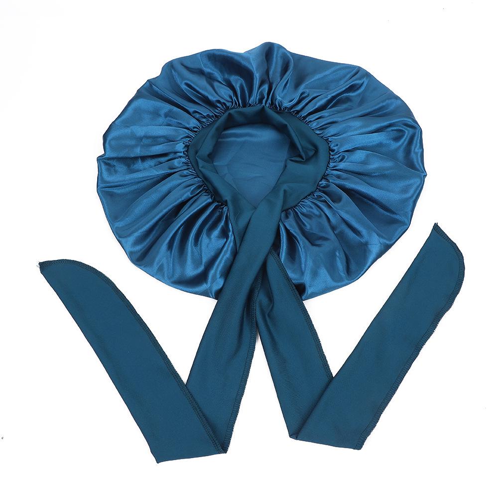 Women's Satin Sleep Cap with Elastic Ribbon - Large Hair Protection Cap for Home Use