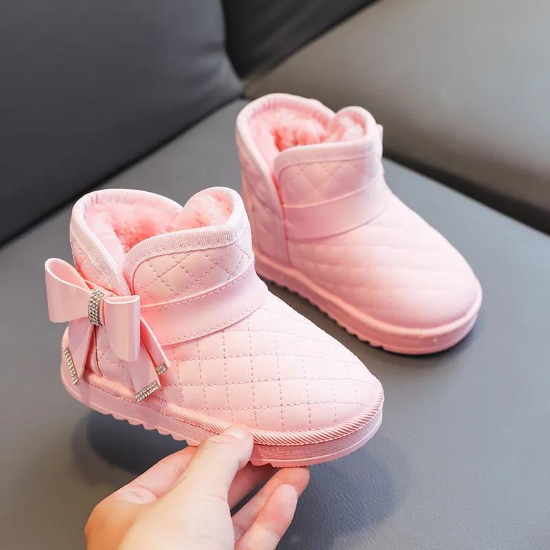 Thick Soled Bowtie Warm Girls' Boots Trendy Comfort Children's Shoes Exquisite Elegant Lightweight Versatile Brand Winter Boots