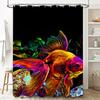 Luxury Fish Tank Bathroom Decor Shower Curtain Printing Home Textile Waterproof Fabric Artistic Design Decoration Orange Red Gol