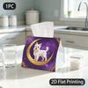 1pc Tissue Box, Celestial Whimsical Westie Golden Crescent Pattern, 2D Flat Printing, Lightweight, Strong And Firm, Tissue Organizer, for The Living R