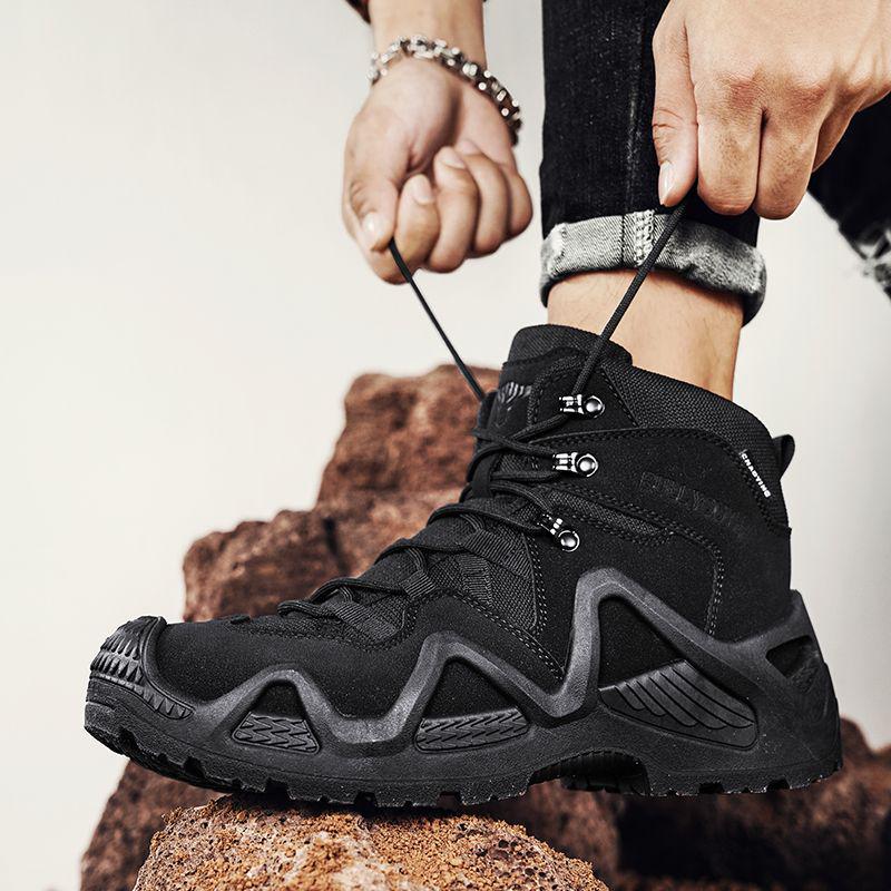 Men's 2025 Autumn High-Top Hiking & Work Boots - Non-Slip, Wear-Resistant for Outdoor & Construction.