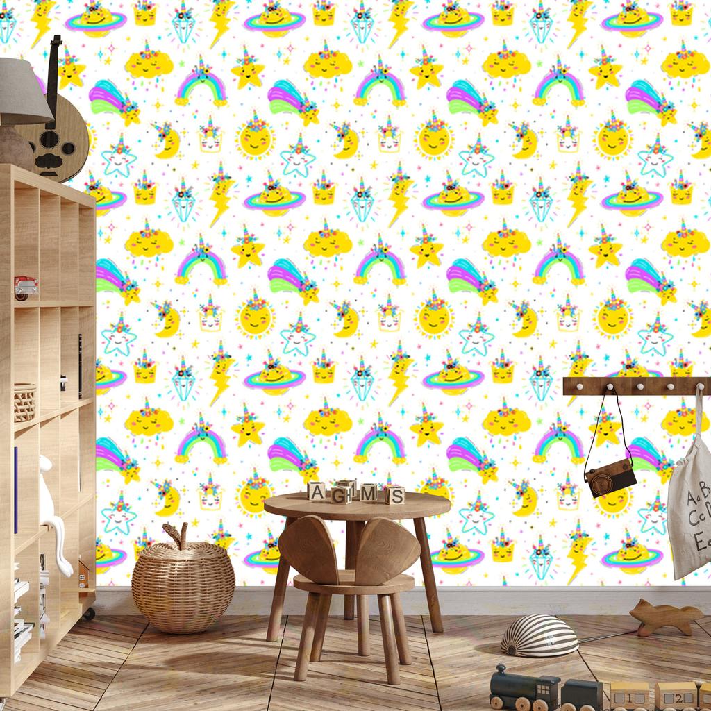 Clouds, Stars and Rainbows Wallpaper for Living Room and Bedroom 50x1000