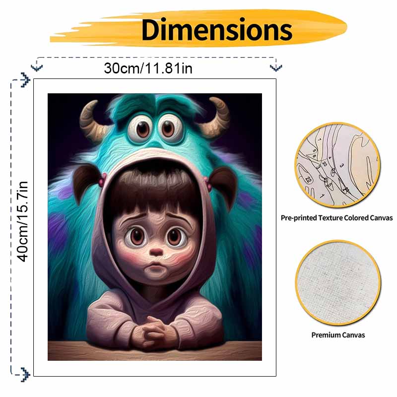 Disney Monsters Painting Kit Home Bedroom Wall Decor Handmade Gift Art Crafts Supplies DIY Oil Painting Canvas Pictures Fun Decor Set