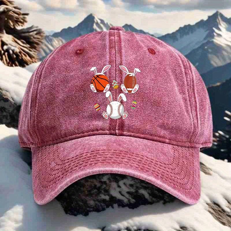 

Пасхальный спортивный кролик Принт Тракер Бейсбол Футбол Баскетбол Регулируемая уличная повседневная кепка Унисекс One Size