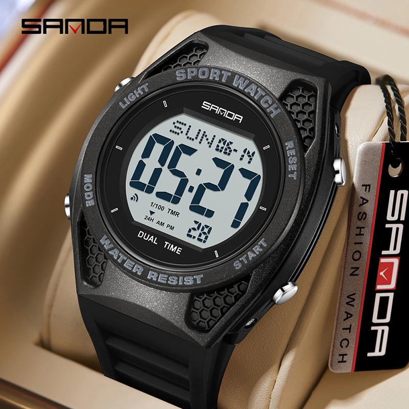 Orologio Sportivo Impermeabile Trendy Sanda con Sveglia, Cronometro e Funzioni Luminose per Uomini e Donne.