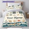 Custom Name,Nautical Ocean Pattern Bedding Home Decoration Birthday Gift ( 1 Duvet Cover + 2 Pillowcase, Without Core),fan Merchandise.