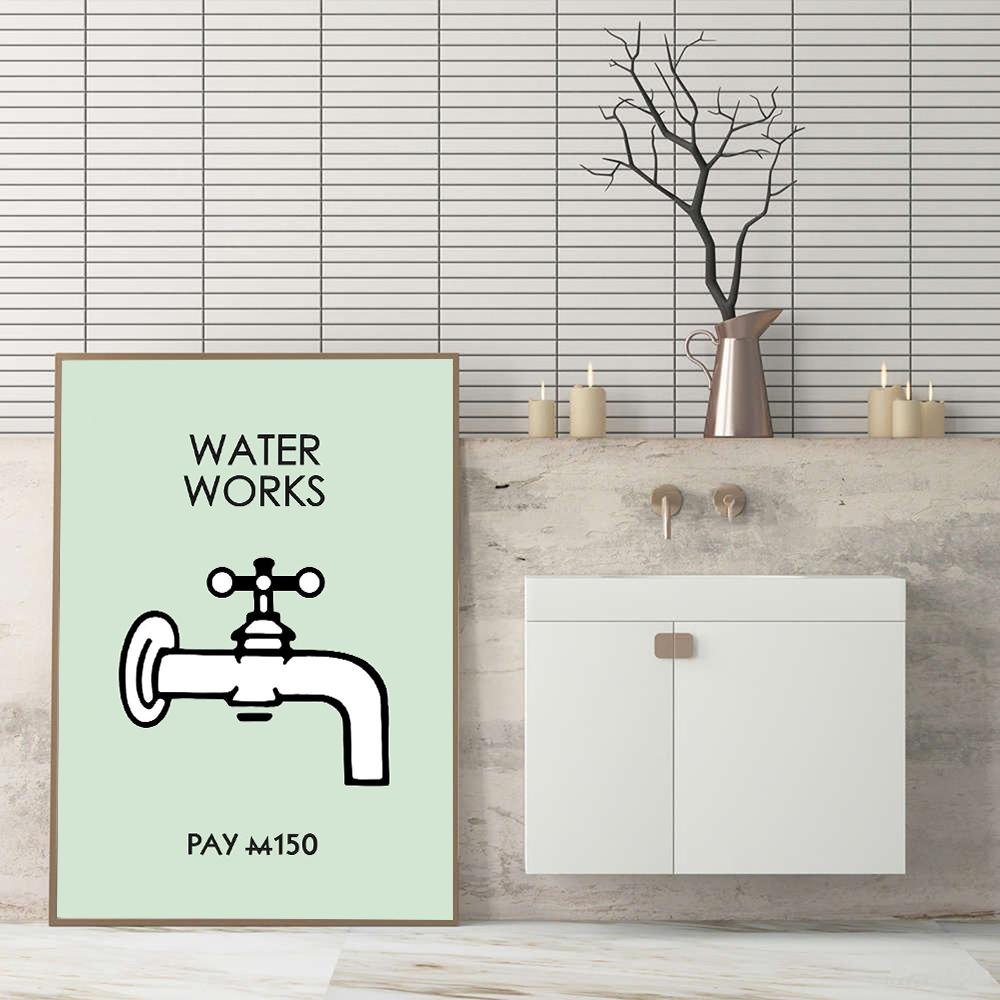 Save Water Laundry Posters Electric Company Wall Art Canvas Paintings Prints Funny Quote Pictures for Bathroom Home Decoration