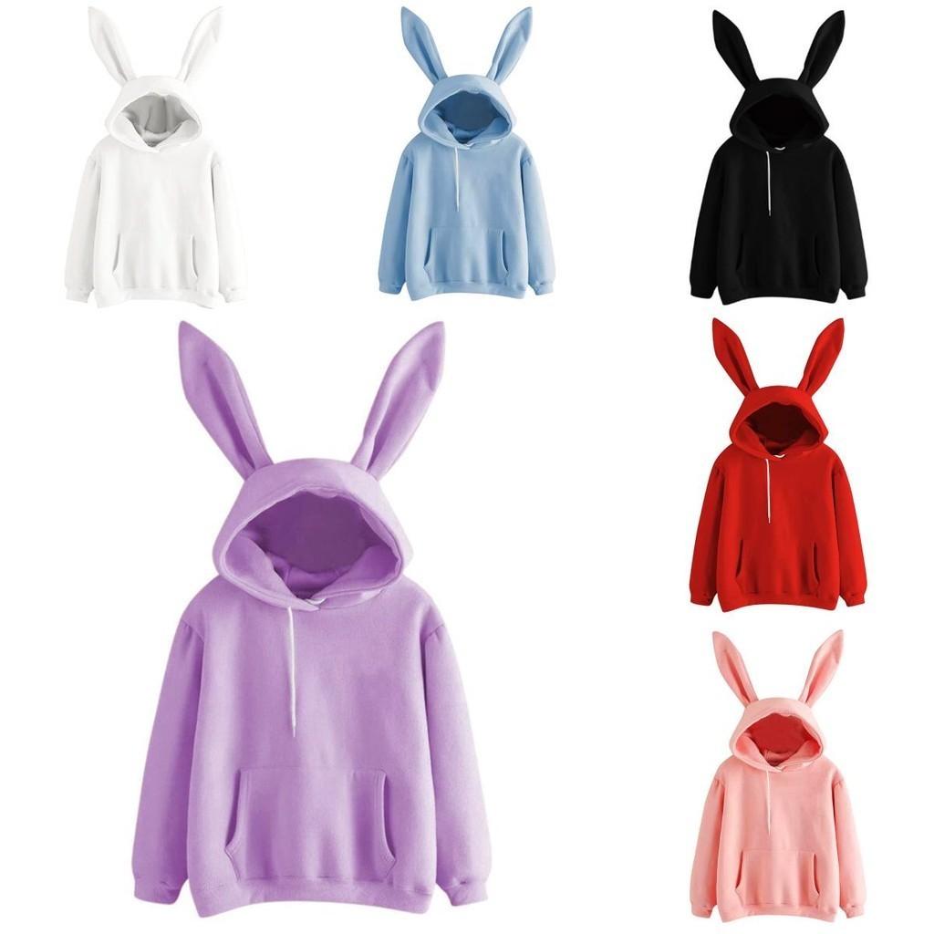 Stylish Rabbit Ear Women Hoodie Fashionable Long Sleeve Pullover Jumper