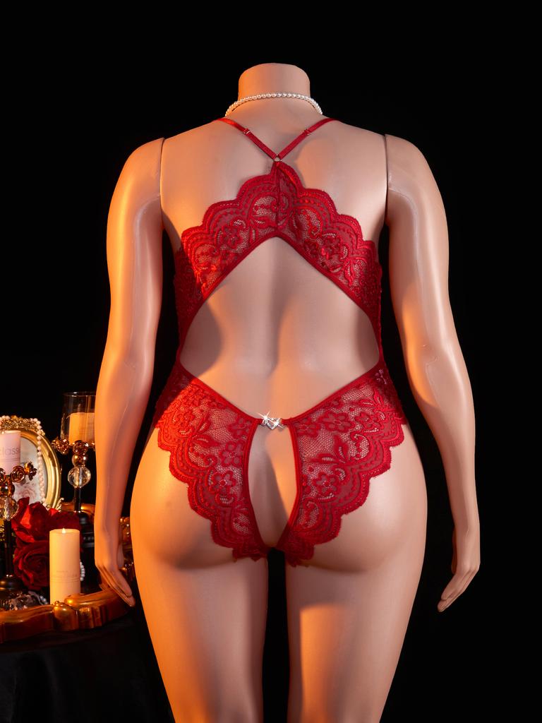 Women 4XL Deep V Open Bra Sexy Lingerie Backless Crotchless Bodysuit Porno Underwear For Erotic Lace Sheer Teddy Babydoll 1piece