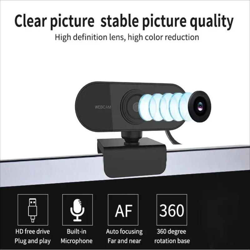 USB Webcam with Microphone Built-in Plug and Play 360 Rotatable for YouTube Live Stream Video Calls