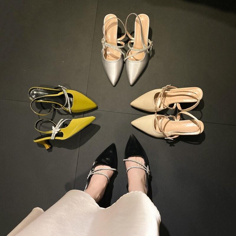 Fashion Korean Version Pointed Toe High Heels Women's Foreign Style 2025 Explosive Temperament Sandals