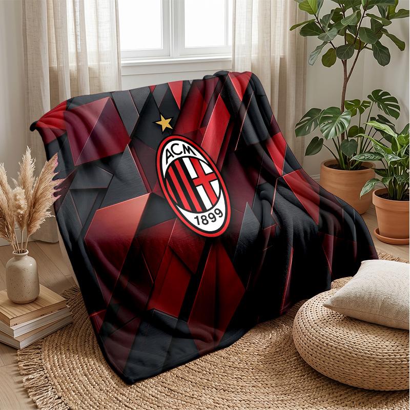 AC Milan Theme Blanket Soft Flannel Blanket Plush Throw Blanket Cozy Sofa Bed Blanket for Home Decor