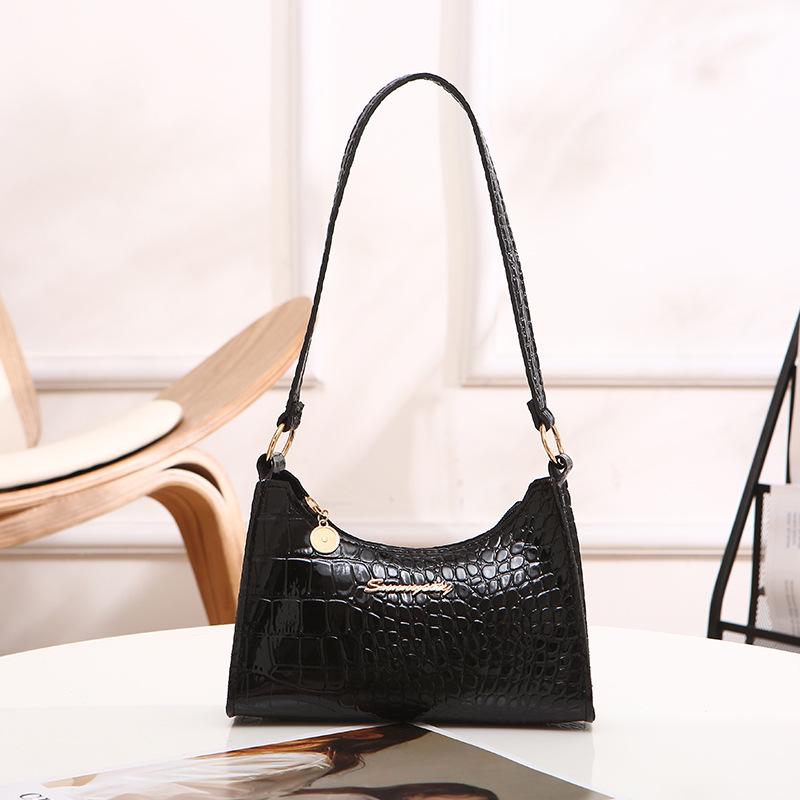 Crocodile Pattern Ladies Handbag with Letter Decoration