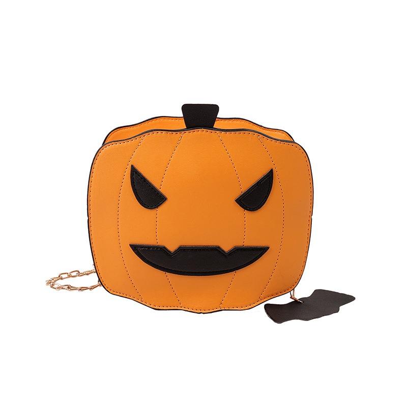 Halloween Funny Pumpkin Bag Fashion Contrast Color Cute Personality Creative Shoulder Crossbody Chain Bag