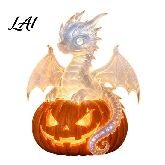 Ambient Lighting for Halloween Party Pumpkin Night Light Resin LED Dragon Tabletop Lamp Witch Collectibles Lovers Hat Black Cat Crow Lamp Home Table