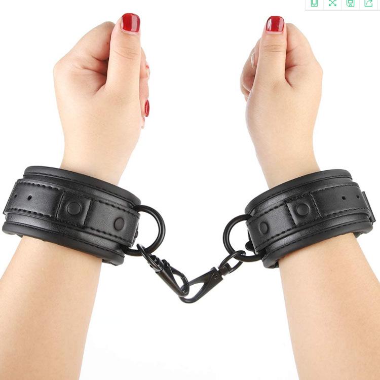 SM Leather Restraint Anklets - Erotic Couples Flirting Handcuffs