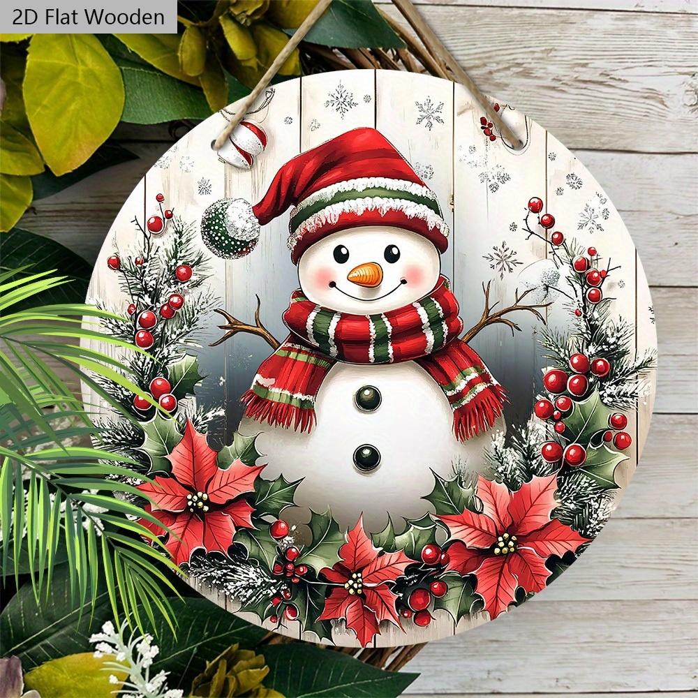 Cartello di Legno di Natale con Adorabile Pupazzo di Neve - Cartello Navidad per Porta d'Ingresso, Decorazione da Appendere a Parete - Decorazione Natalizia Ideale
