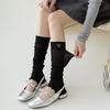 Leg Warmers Heart Embroidery 100% Cotton Long Socks Stockings Knitted Foot Cover Lolita Kawaii Leg Warmer Sweet Girls Knee Socks