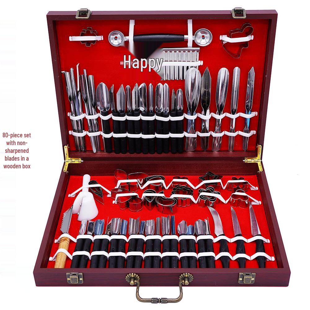 80-Piece Stainless Steel Chef s Blade Set with Fruit and Food Carving Knives & Molds