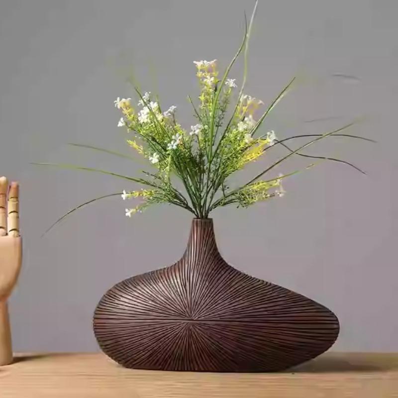 High-End Wabi-Sabi Floral Table Vase Ceramic Flower Bottle Minimalist Living Room Entryway Decor Accents