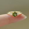 Fashionable and Creative Genuine S925 Silver Six-Prong Geometric Olive Green Jewelry Ring for Women Zircon Rings