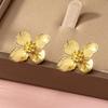 Gold Color Metal Flower Earrings for Women Wedding Party Exquisite  Accessories Simple Stylish Anniversary Jewelry Gift