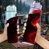 1PC Wolf Fire Flame Dark Art Portrait Print 750ml Color Plastic Sports Water Bottle Leakproof Flip Straw Lid Suitable for Sports Office Home Use