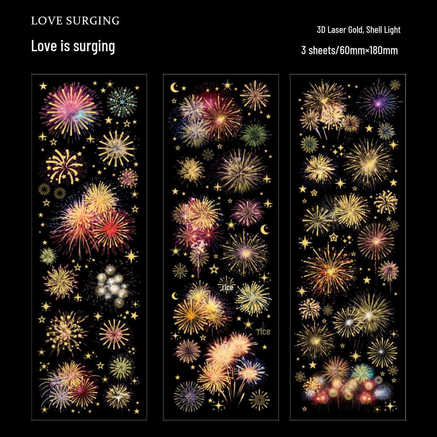 Brilliant Crystal 3D Laser Gold Fireworks Sticker - Retro Romantic Journal Decor