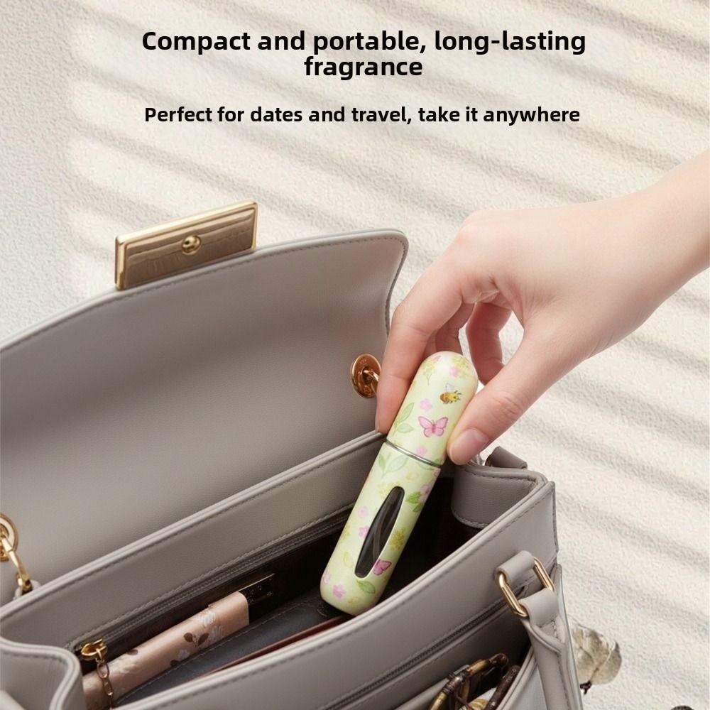 5ml Mini Perfume Bottle Floral Series Empty Spray Rotating Bottle Refillable Storage Sprayer Empty Cosmetic Containers
