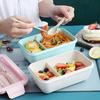 ZISIZ Microwaveable Divided Lunch Box with Cutlery