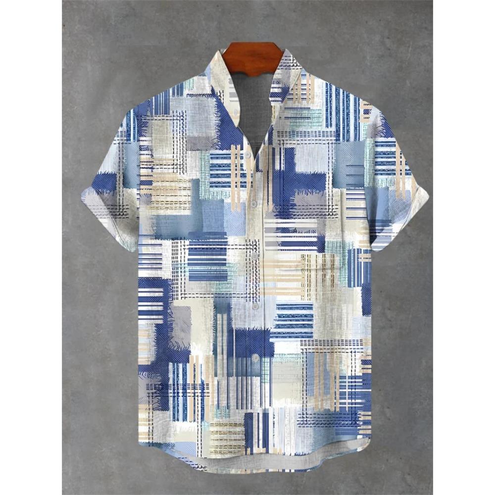 Modisches Luxus Tropenstil Hawaiianisches Hemd 3D Digitaldruck Herren Kurzarm Kragenhemd