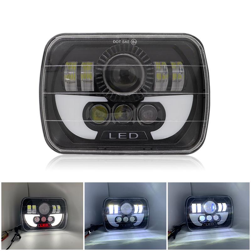 

Автомобильная фара H4 5X7 7x6 дюймов прямоугольная светодиодная фара DRL дальний-ближний свет для Jeep Wrangler YJ Cherokee XJ Toyota Nissan GMC Ford 1PC