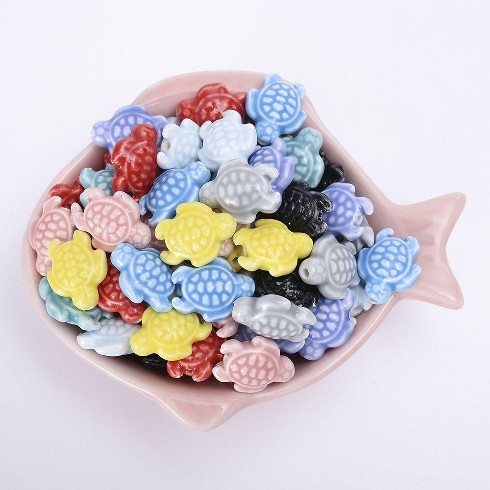 10pcs Fresh Color Ceramic Spacer Loose Beads Ceramic Jewelry Making Material Sea Turtle Bead  Women