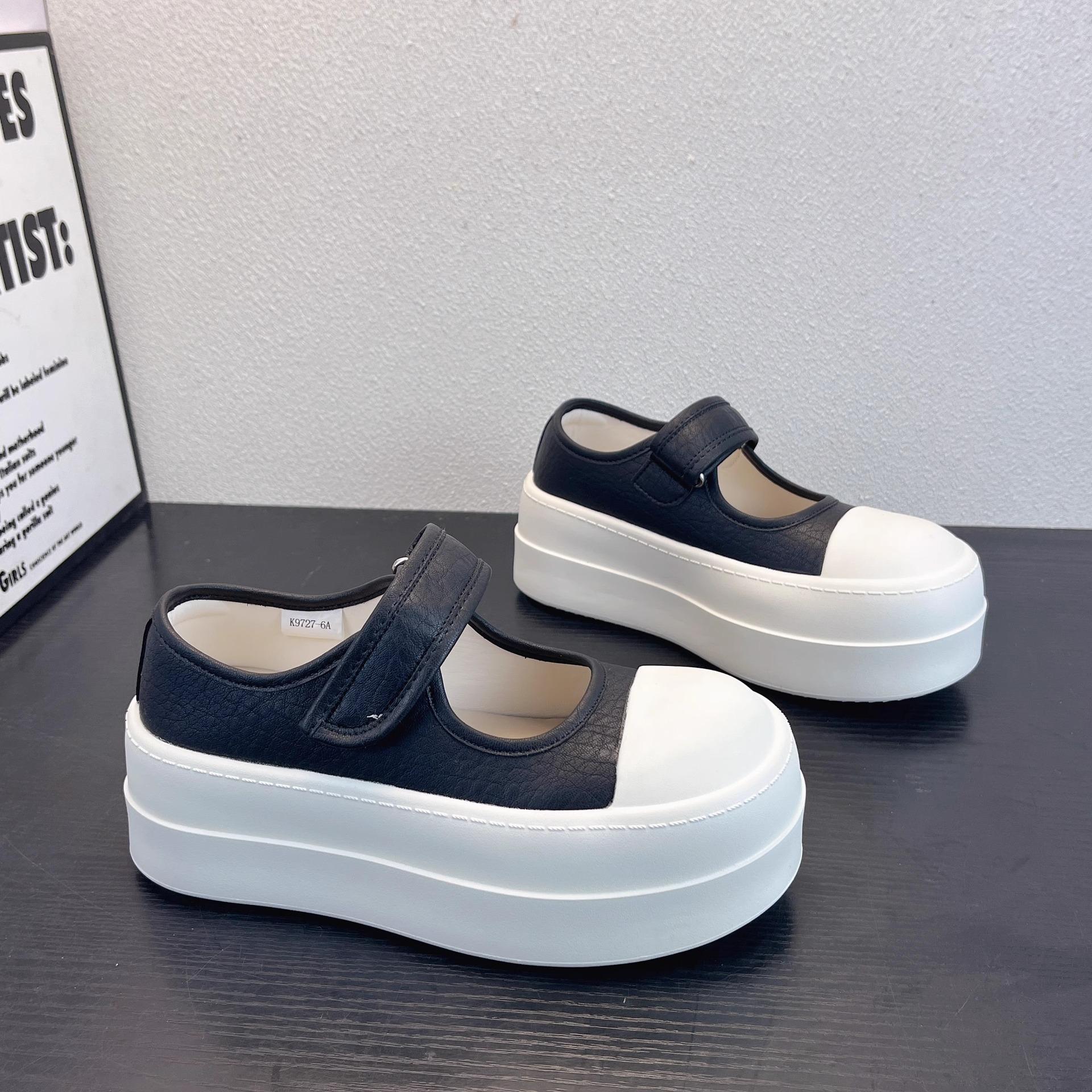 

Корейская версия туфель-маффинов на платформе с липучками женские 2025 новые ультралегкая подошва повседневные с надписью Мэри Джейн модные туфли туфли на платформе 35 чёрный