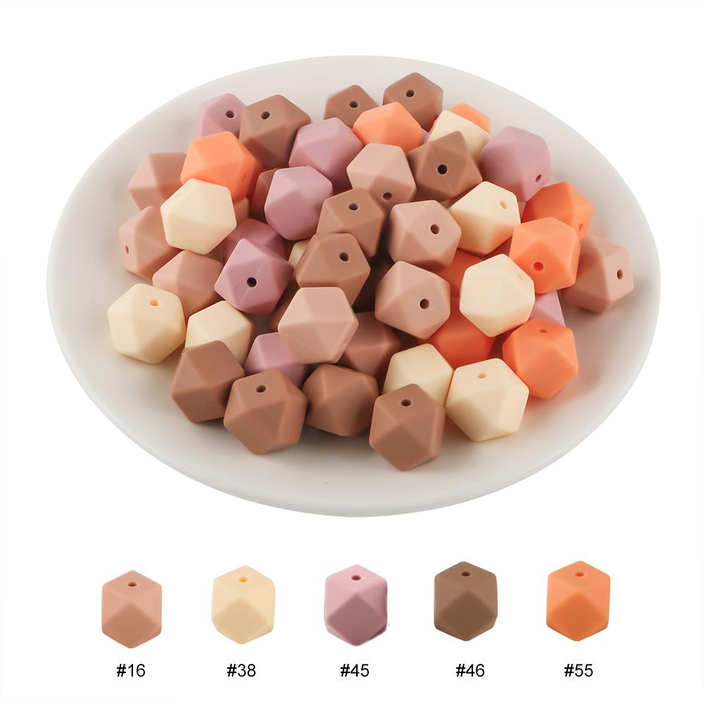 10Pcs 14mm Printed Hexagon Silicone Beads Leopard Bead For Jewelry Making DIY Beadable Pen Keychain Bracelet Accessories