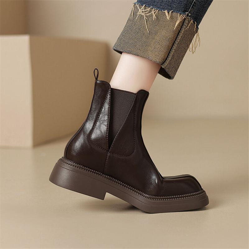 Fashion New Autumn Winter Women Boot Shoes for Women Round Toe Short Boots Fashion Platform Boots Chunky Heel Knight Boots Handmade