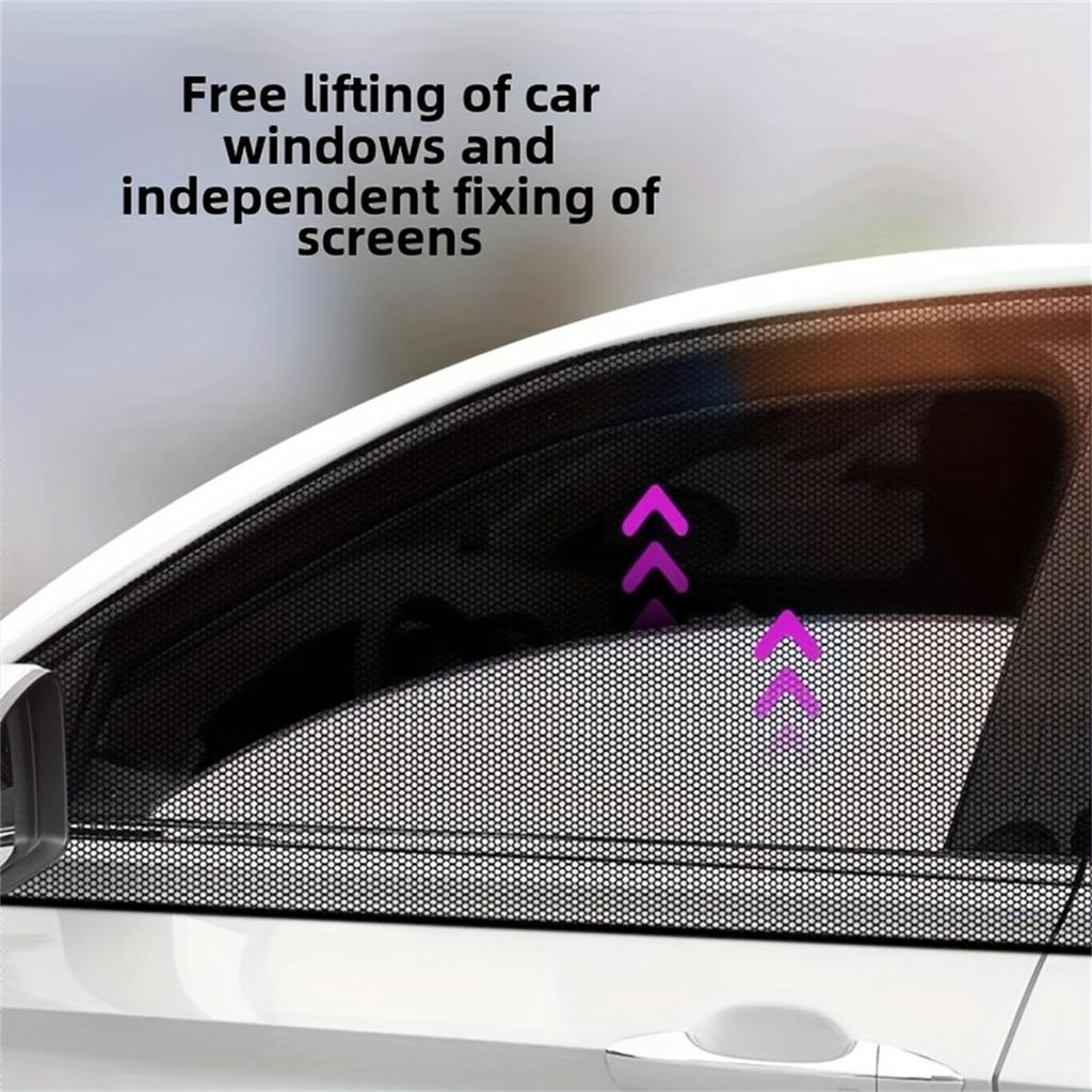 4 szt. Uniwersalne osłony przeciwsłoneczne samochodowe - Czarna siatka chroniąca przed promieniowaniem UV na przednią i tylną stronę, Oddychające zasłony zapewniające prywatność do zacieniania pojazdu i ochrony przed słońcem