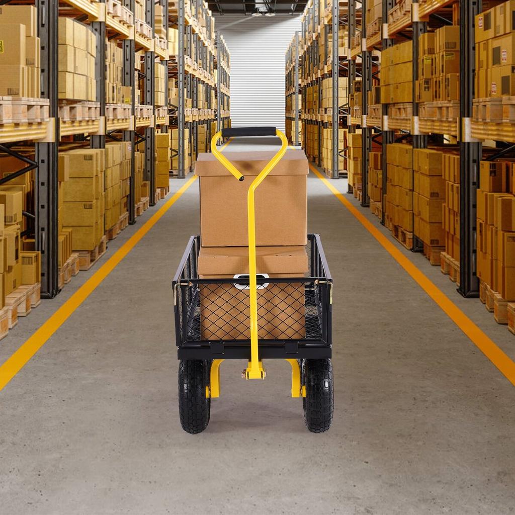 Steel Garden Cart 500lb Capacity Heavy Duty Yard Wagon Cart 10in Tires